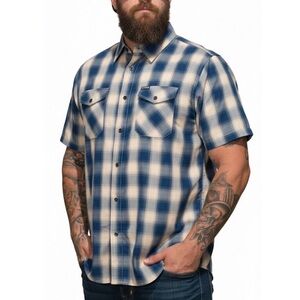 DIXXON Flannel Co. The Stern Bamboo Short Sleeve Shirt Blue Plaid 3XL Big n Tall